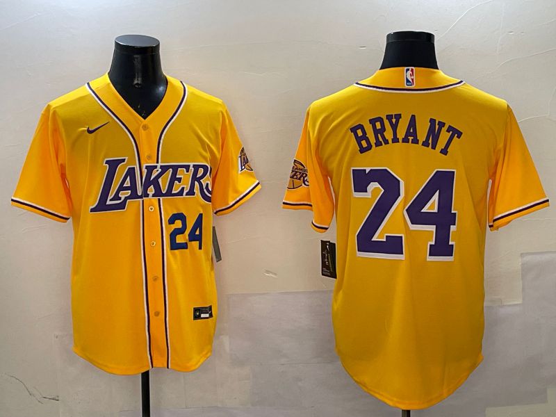 Men Los Angeles Lakers #24 Bryant Yellow Joint Name Nike 2025 NBA Jersey style 5->->NBA Jersey